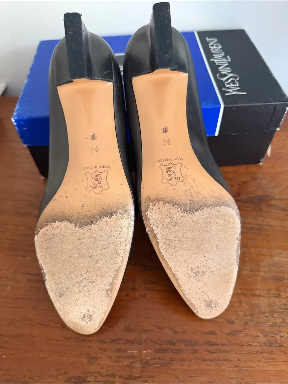 Yves Saint Laurent Metallic Gray Low Heel loafers